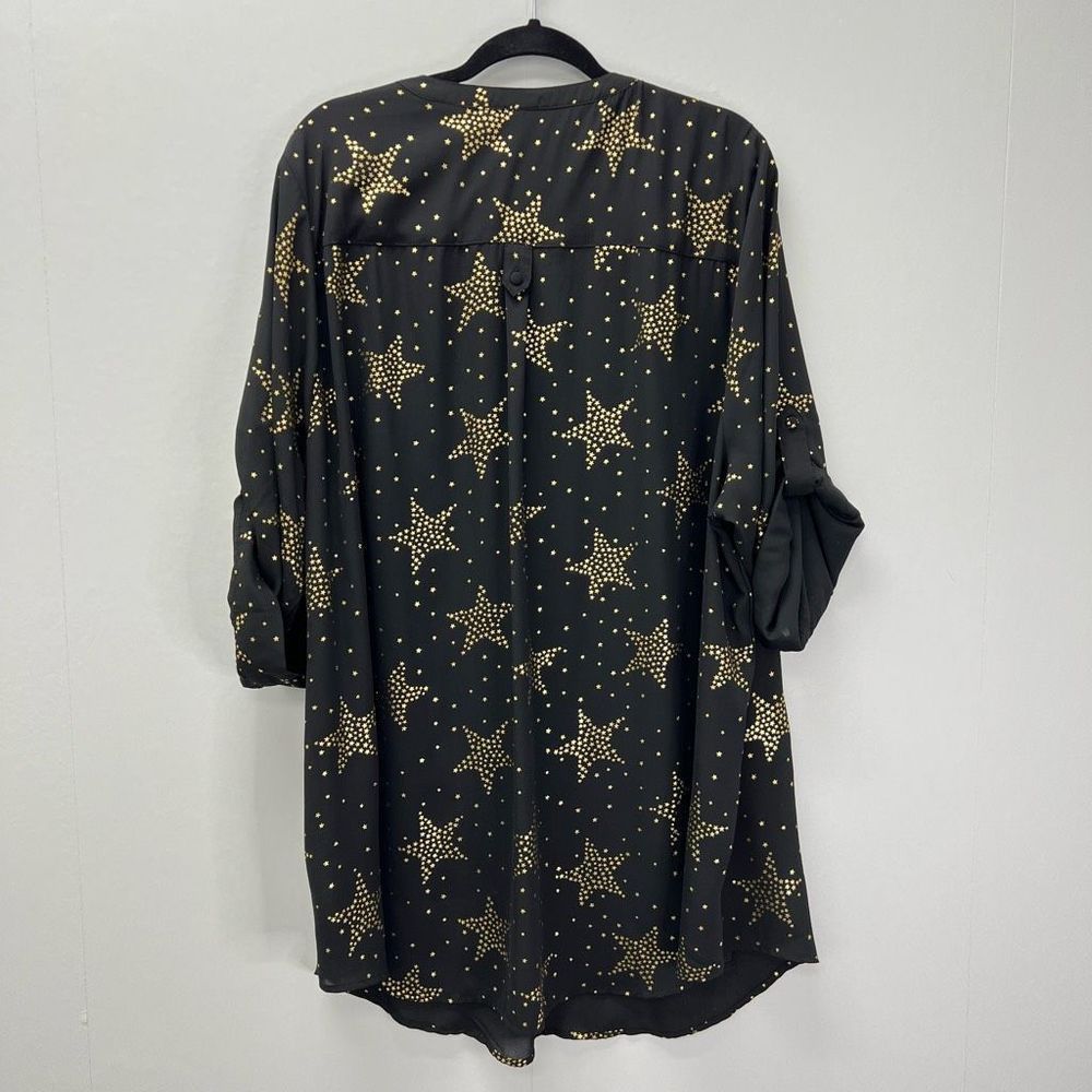 Torrid Harper Black Gold Star Georgette Popover Tunic Blouse Size 4/4X - Picture 6 of 10